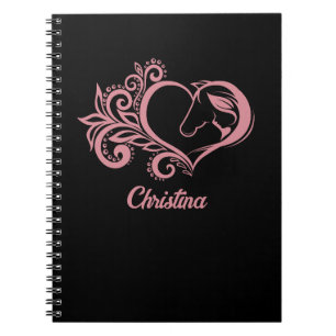 Coquette Pink Heart Horse Girl Feminine Elegant Notebook