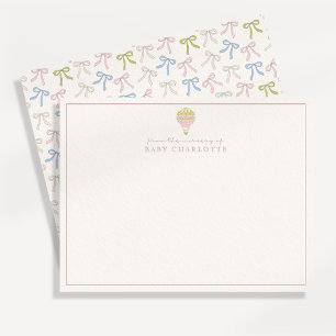 Coquette Pink Hot Air Balloon Nursery Note Card