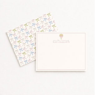 Coquette Pink Hot Air Balloon Nursery Note Card