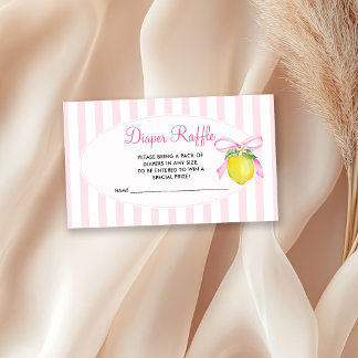 Coquette Pink Lemon Baby Shower Diaper Raffle Enclosure Card