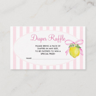 Coquette Pink Lemon Baby Shower Diaper Raffle Enclosure Card
