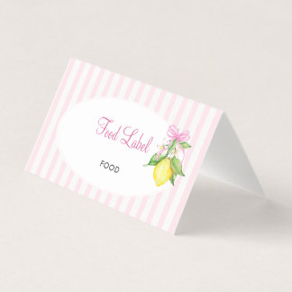 Coquette Pink Lemons Baby Shower Food Label