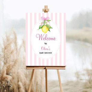 Coquette Pink Lemons Baby Shower Welcome Foam Board