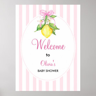 Coquette Pink Lemons Baby Shower Welcome Poster