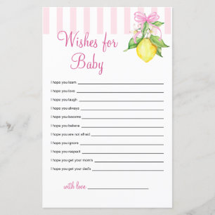 Coquette Pink Lemons Wishes for Baby game