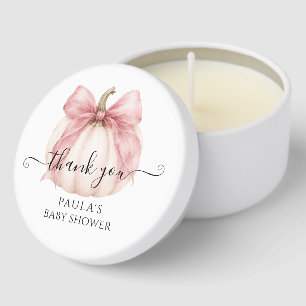 Coquette Pink Little Pumpkin Baby Shower Thank You Mini Candle Favors