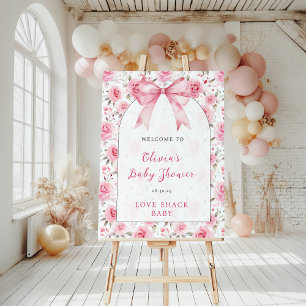 Coquette Pink Love Shack Baby Shower Welcome Sign