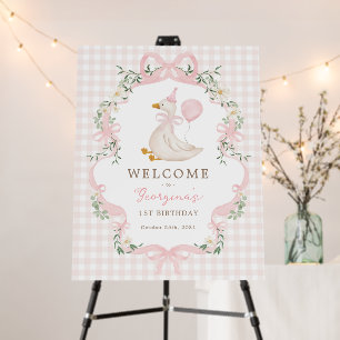 Coquette Pink One Silly Goose 1st Birthday Welcome Foam Board