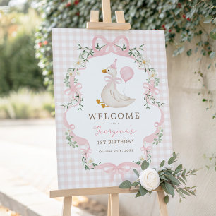 Coquette Pink One Silly Goose 1st Birthday Welcome Foam Board