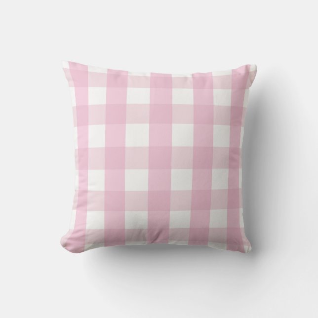 Coquette Pink Plaid Throw Pillow (Front)