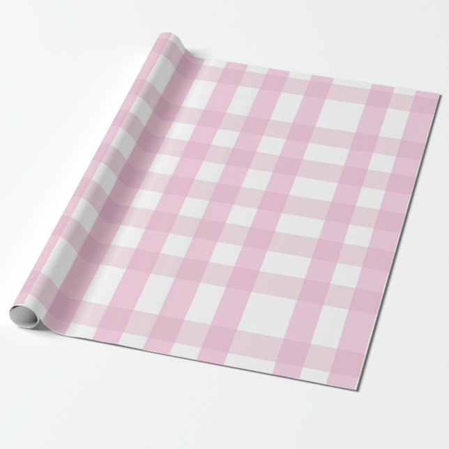Coquette Pink Plaid Wrapping Paper (Unrolled)