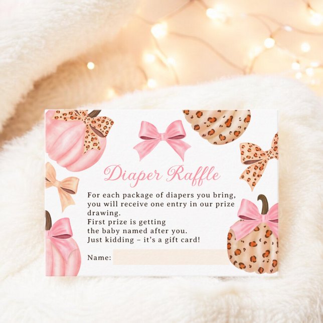 Coquette Pink Pumpkin Bow Baby Diaper Raffle Enclosure Card (Coquette Pink Pumpkin Bow Baby Diaper Raffle Enclosure Card)