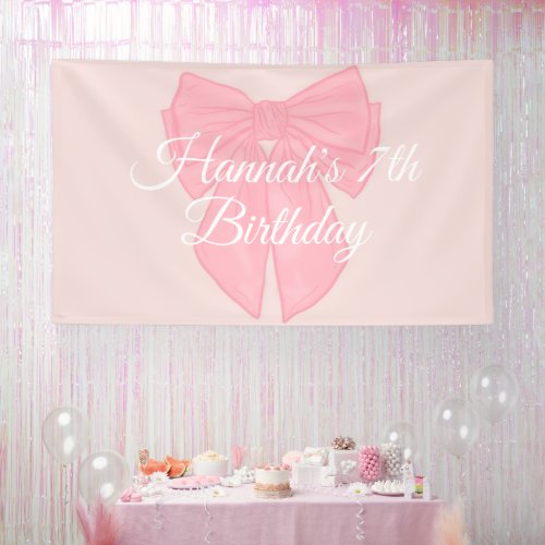 Coquette Pink Ribbon Bow Banner