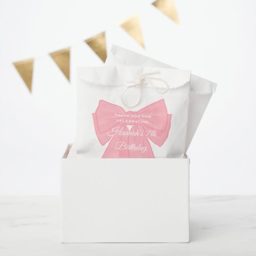 Coquette Pink Ribbon Bow Favor Bag
