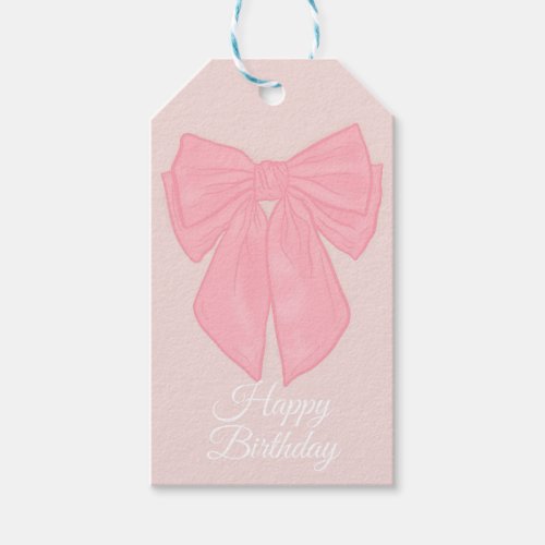 Coquette Pink Ribbon Bow Gift Tags