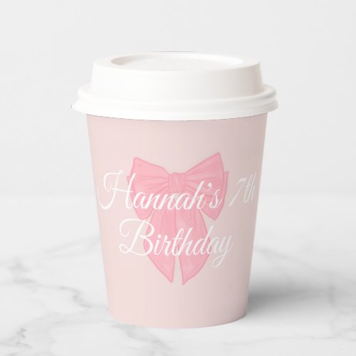 Coquette Pink Ribbon Bow Paper Cups
