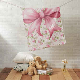 Coquette Pink Roses with Bow Baby Blanket
