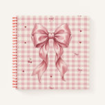 Coquette Pink Satin Bow & Cherries Gingham  Notebook