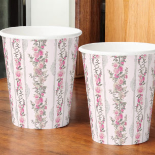 Coquette Pink Shabby Chick Love Shack Girly Toile Paper Cups