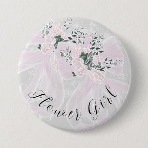 Coquette pink sheer bows- Bridesmaid Button