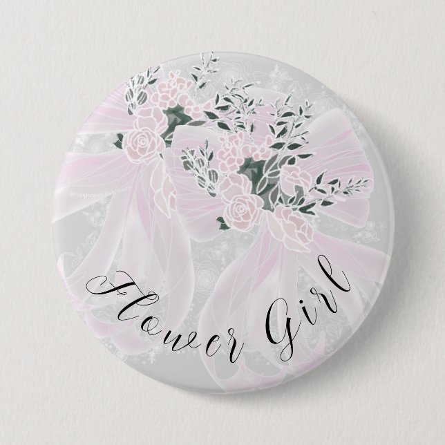 Coquette pink sheer bows- Bridesmaid Button (Front)