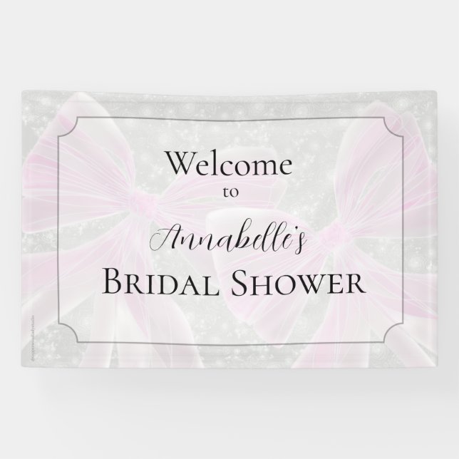 Coquette Pink sheer bows Wedding welcome sign (Horizontal)