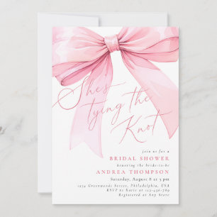 Coquette Pink She's Tying the Knot Bridal Shower Invitation