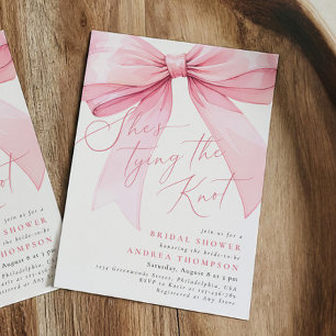 Coquette Pink She's Tying the Knot Bridal Shower Invitation