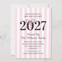 Coquette Pink Striped 2027 NYE Party