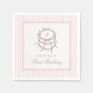 Coquette Pink Striped Birthday Party Napkins