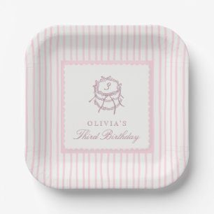 Coquette Pink Striped Birthday Party Paper Plates