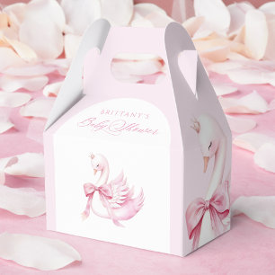 Coquette Pink Swan Baby Shower Favor Boxes