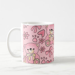 Coquette Pink Teddy Bear Seamless Pattern Coffee Mug