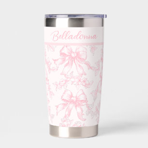 Coquette Pink Toile Bride Bachelorette Insulated Tumbler