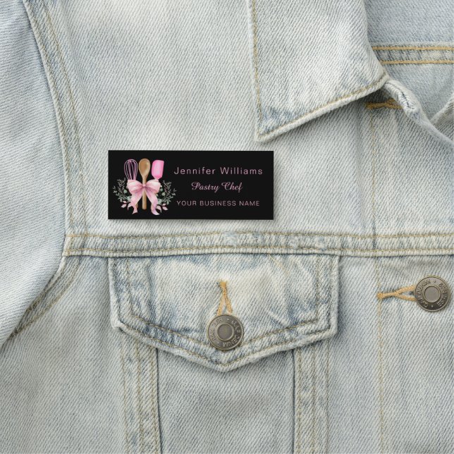 Coquette Pink Utensils Bakery Cooking Name Tag (In Situ)