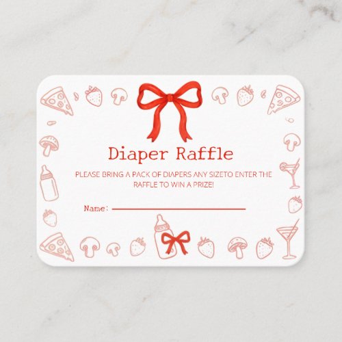 Coquette Pizza Diaper Raffle Ticket