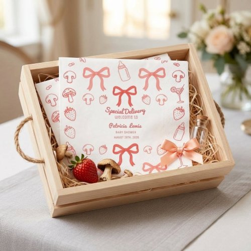 Coquette Pizza Special Delivery Baby Shower Napkins