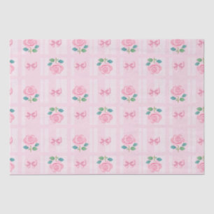 Coquette Plaid Ribbon & Rose Pink Tissue Paper