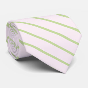 Coquette Preppy Chic Pastel Green And Pink Stripes Neck Tie