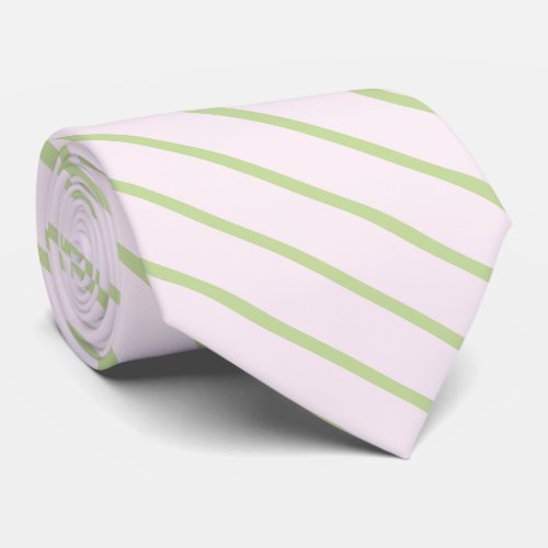Coquette Preppy Chic Pastel Green And Pink Stripes Neck Tie