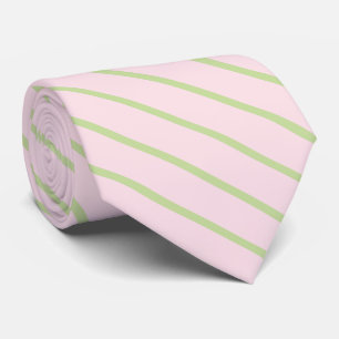 Coquette Preppy Chic Pastel Green And Pink Stripes Neck Tie