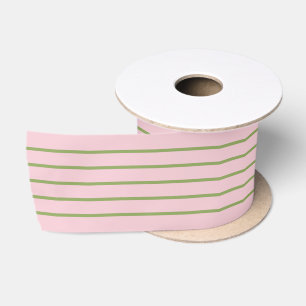 Coquette Preppy Chic Pastel Green And Pink Stripes Satin Ribbon