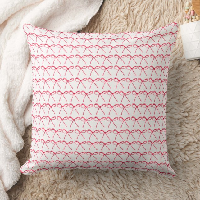 Coquette Preppy Pink Bow Baby Girl Kids Throw Pillow (Blanket)