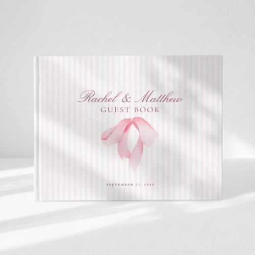 Coquette Preppy Striped Wedding Guest Book