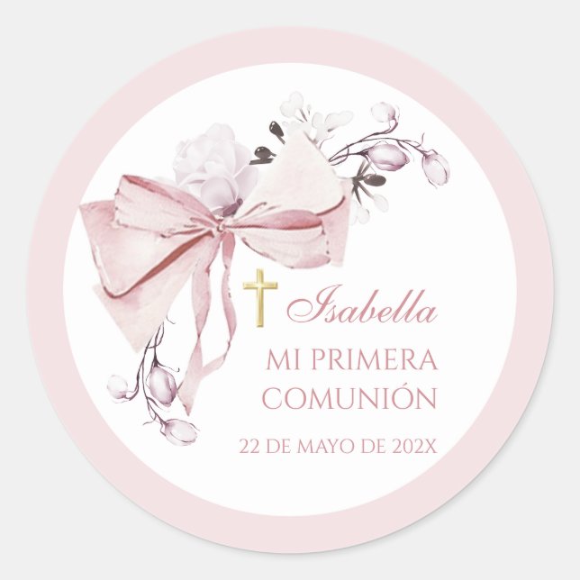 Coquette Primera Comunión Favor Stickers (Front)