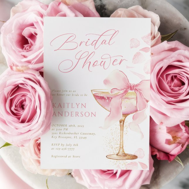 Coquette Prosecco Bridal Shower  Invitation (Creator Uploaded)