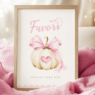 Coquette Pumpkin Baby Shower Favors Sign