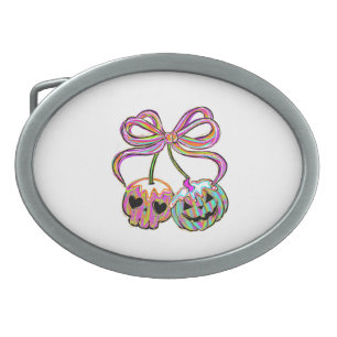 Coquette Pumpkin Cherries Halloween Belt Buckle