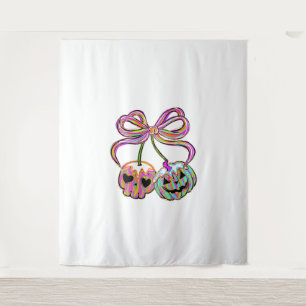 Coquette Pumpkin Cherries Halloween Tapestry
