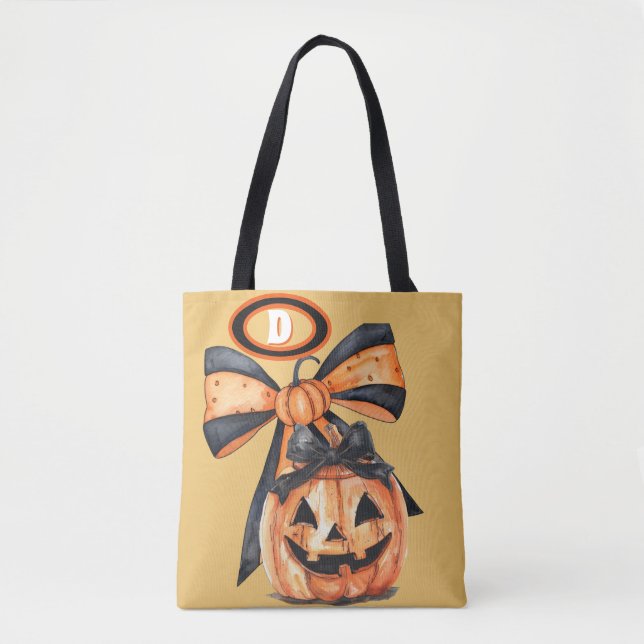 Coquette Pumpkin Vintage Design Monogram  Tote Bag (Front)